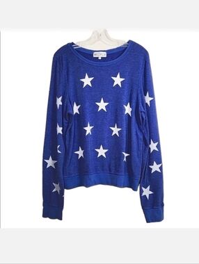 Wildfox Blue W/ White Stars Baggy Beach Jumper, Size L~VGUC